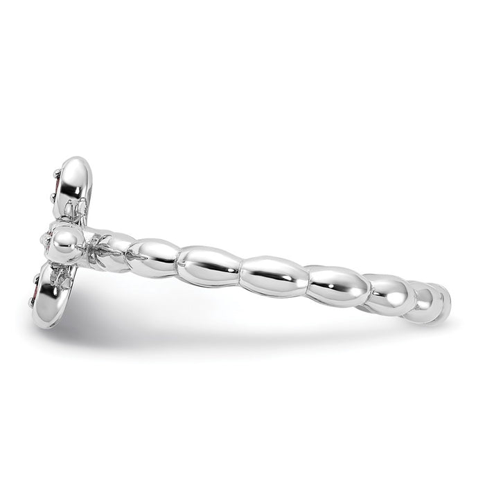 Exclusive Rhodium-Plated Rhodolite Cross Ring - Stylish Sterling Silver Design-3