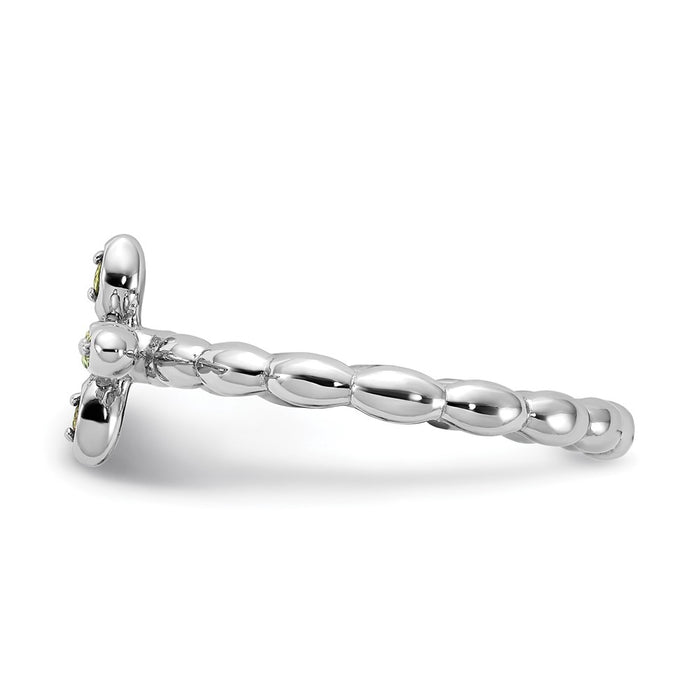 Buy Stylish Rhodium-Plated Peridot Cross Ring - 14K Silver Stackable Design-3