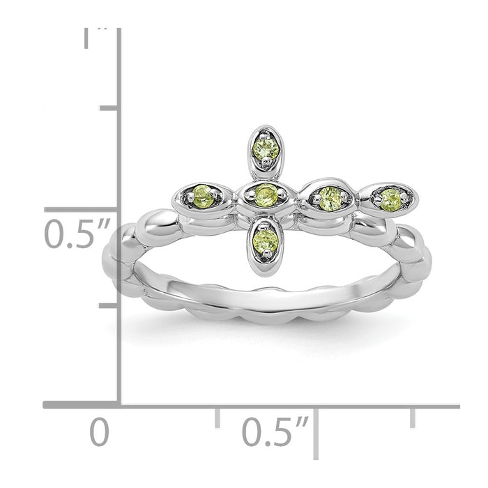 Buy Exclusive Rhodium-Plated Sterling Silver Stackable Peridot Cross Ring-5