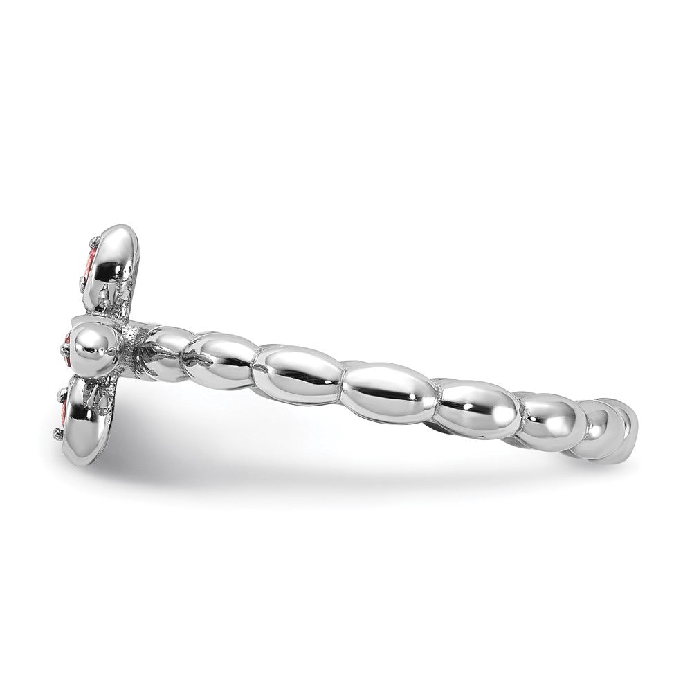 Shop Stylish Rhodium-Plated Sterling Silver Stackable Cross Ring, 14K Gold, Pink Tourmaline