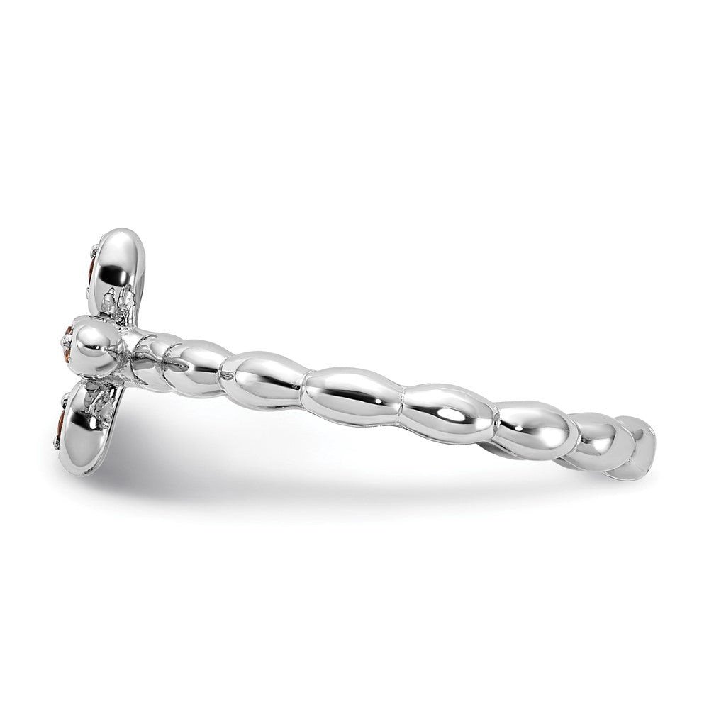 Shop Stylish Rhodium-Plated Citrine Cross Ring in Sterling Silver - 14K Luxury