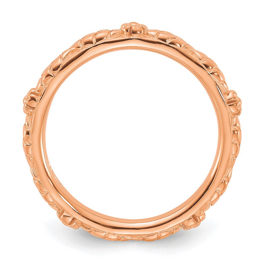 Exclusive Rose Gold-Plated Floral Stackable Ring - Stylish Sterling Silver Design