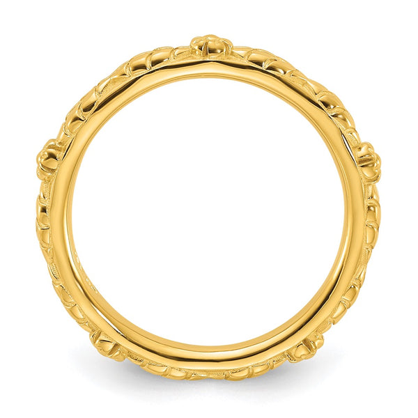 Gold-Plated Textured Flower Ring in Sterling Silver - Stackable Expressions Collection