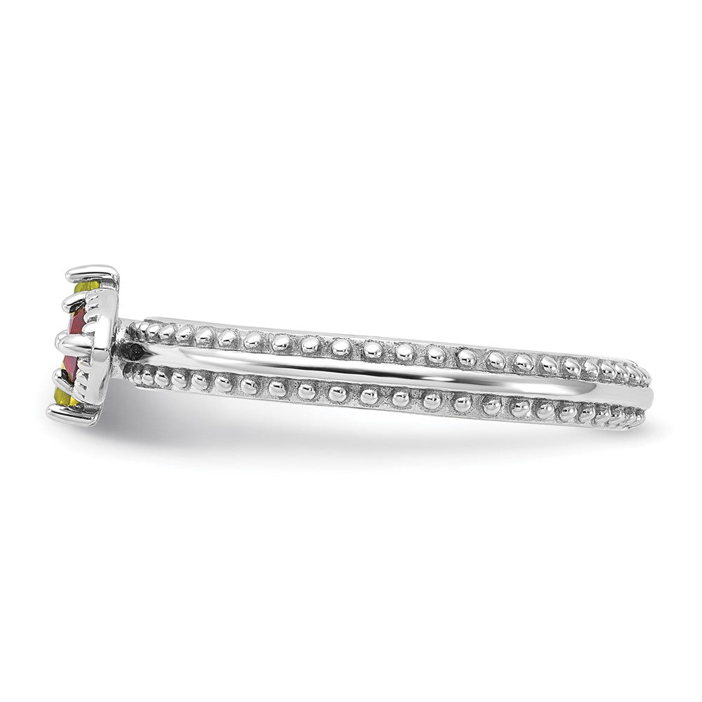 Shop Stylish Rhodium-Plated Flower Ring with Garnet, Peridot -  Sterling Silver