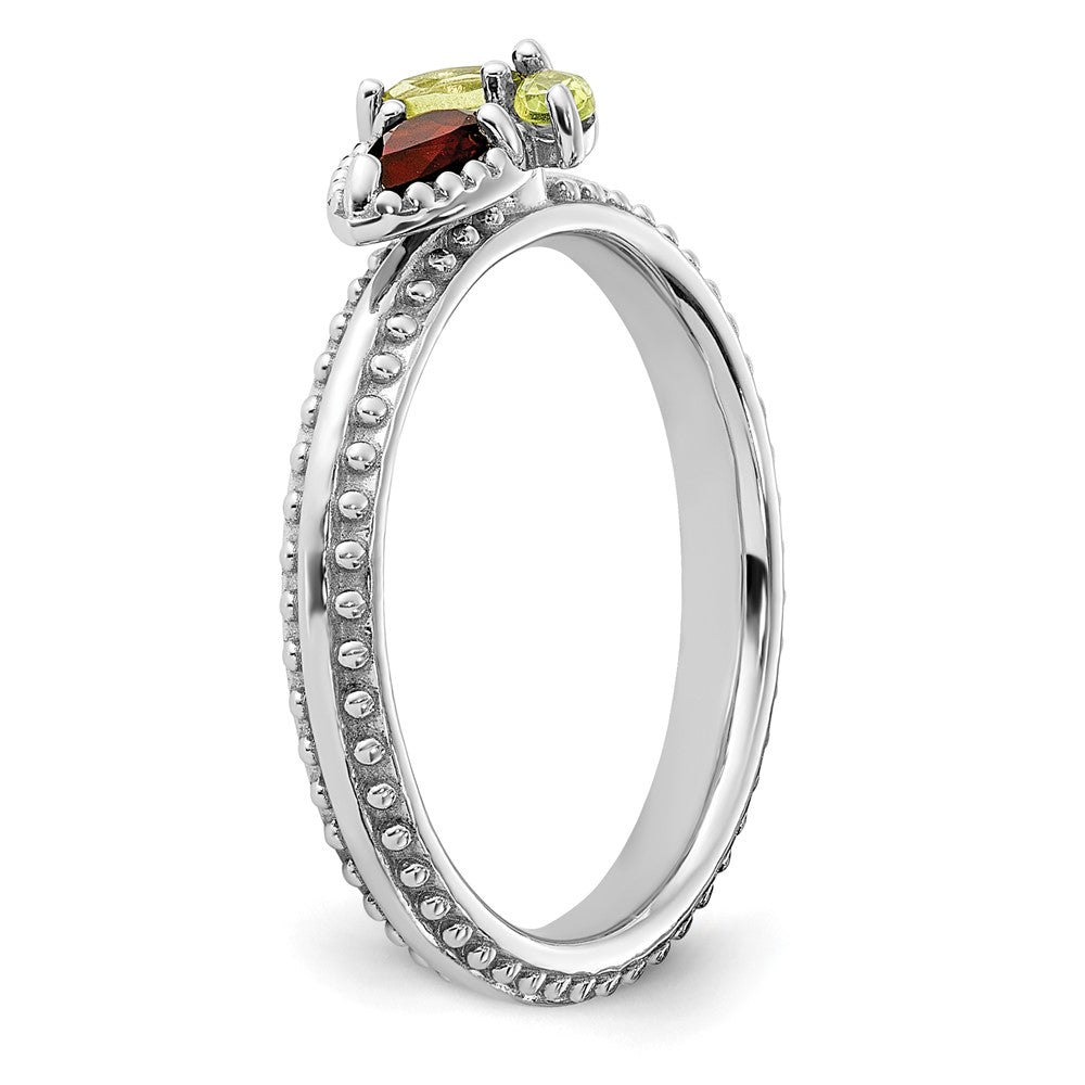 Shop Stylish Rhodium-Plated Flower Ring with Garnet, Peridot -  Sterling Silver