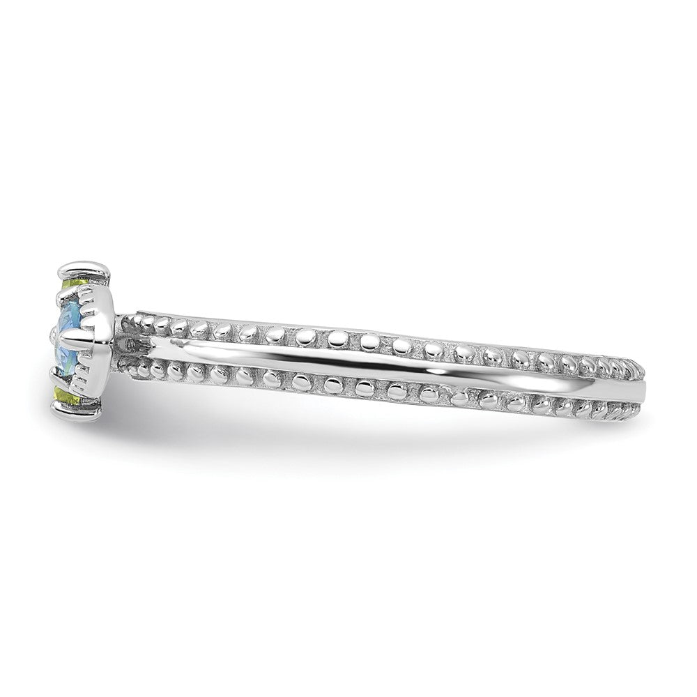 Buy Exclusive Rhodium-Plated Sterling Silver Stackable Flower Ring - Stylish Topaz & Peridot!