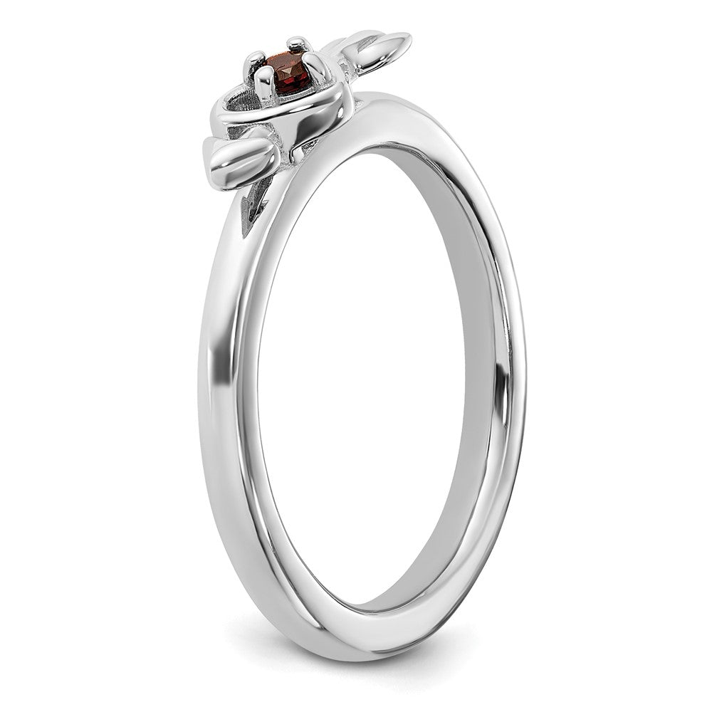 High-Quality Rhodium-Plated Garnet Heart & Arrow Stackable Ring - Stylish Value