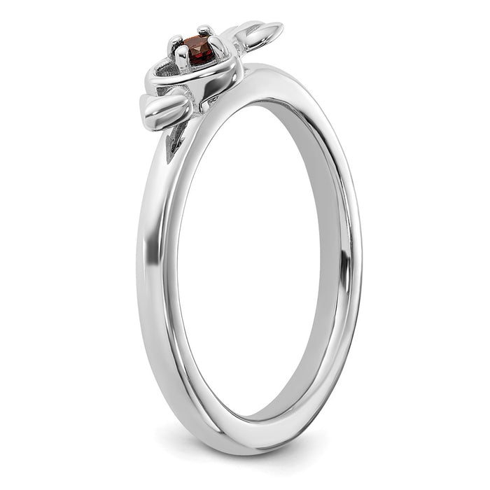 High-Quality Rhodium-Plated Garnet Heart & Arrow Stackable Ring - Stylish Value-5