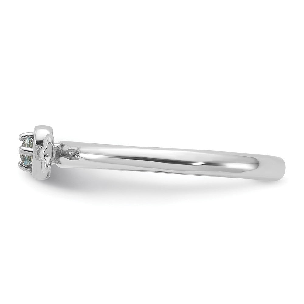Shop Exclusive Rhodium-Plated Aquamarine Heart & Arrow Stackable Ring - Stylish Sterling Silver