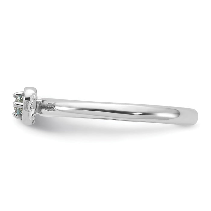 Buy Stylish Rhodium-Plated Aquamarine Heart & Arrow Sterling Silver Ring-3