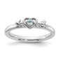 Shop Stylish Rhodium-Plated Sterling Silver Heart Ring with Aquamarine Arrow-1