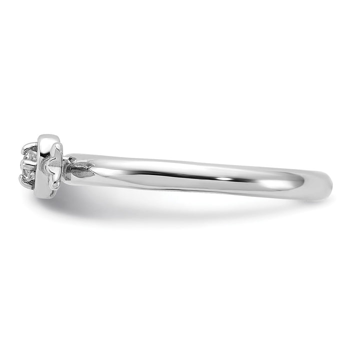 Exclusive Rhodium-Plated Silver Heart Ring with White Topaz - Stylish Stackable Design-3