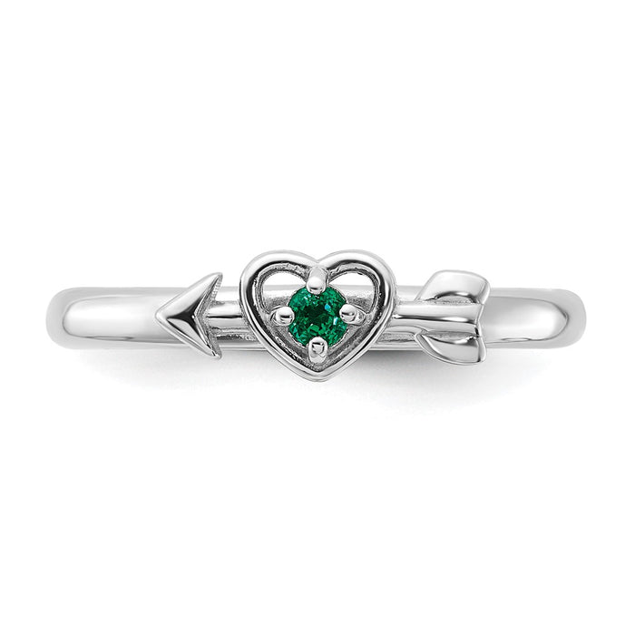 Shop Stylish Rhodium-Plated Sterling Silver Stackable Heart Ring, 14K Gold Finish-4
