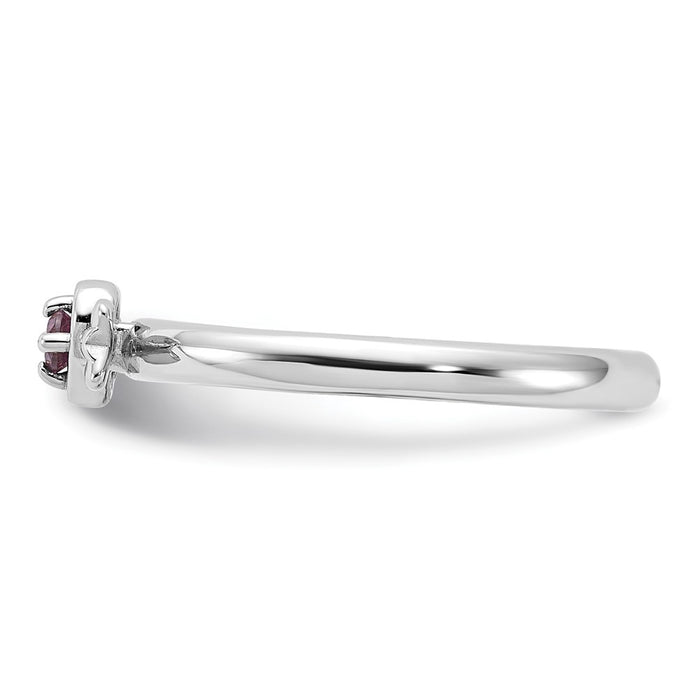 Exclusive Rhodium-Plated Sterling Silver Heart Ring with Rhodolite - Stylish Value-3