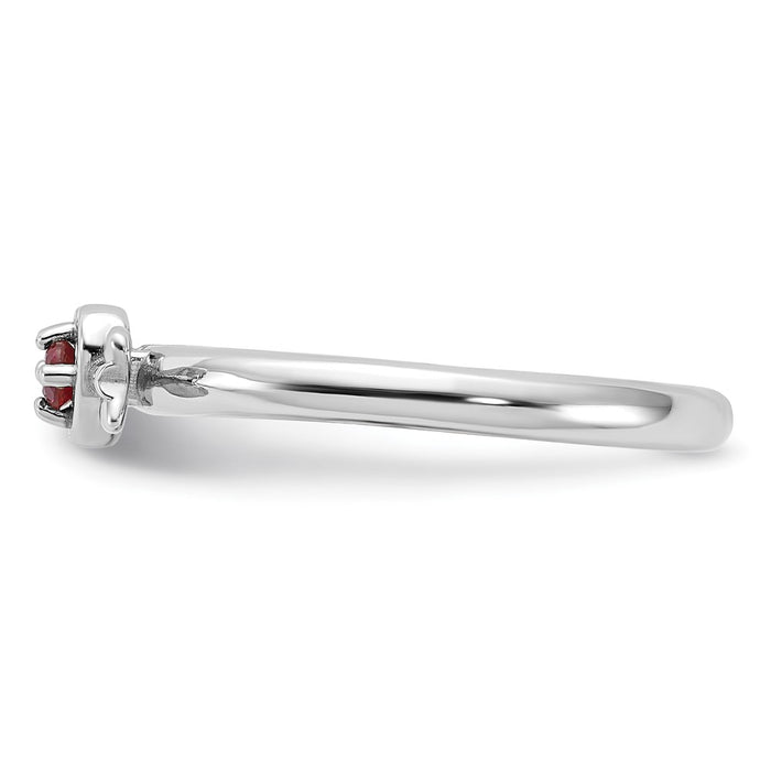 Buy High-Quality Rhodium-Plated Sterling Silver Stackable Heart Ring, Stylish Ruby Design-3