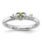 Shop Exclusive Rhodium-Plated Sterling Silver Heart Ring with Peridot - Stylish Design!-1