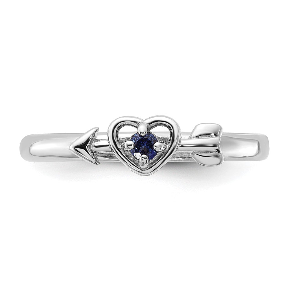 Shop Stylish Rhodium-Plated Sterling Silver Stackable Heart Ring - Affordable Gemstone Design