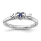 Buy Stylish Rhodium-Plated Sterling Silver Stackable Heart Ring - Created Sapphire Arrow Accent-1