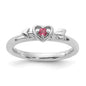 Buy Stylish Rhodium-Plated Sterling Silver Heart Ring with Pink Tourmaline-1