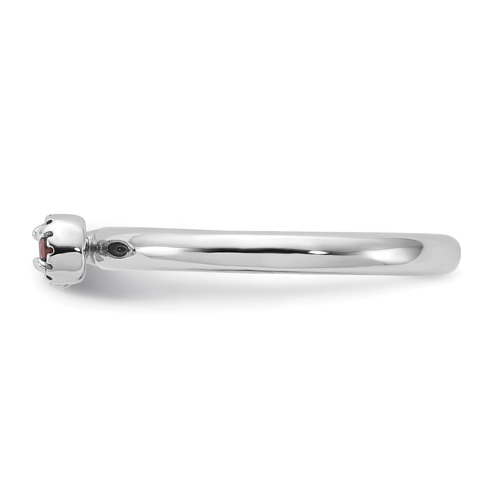 Shop Stylish Rhodium-Plated Sterling Silver Stackable Key Ring with Garnet & Topaz