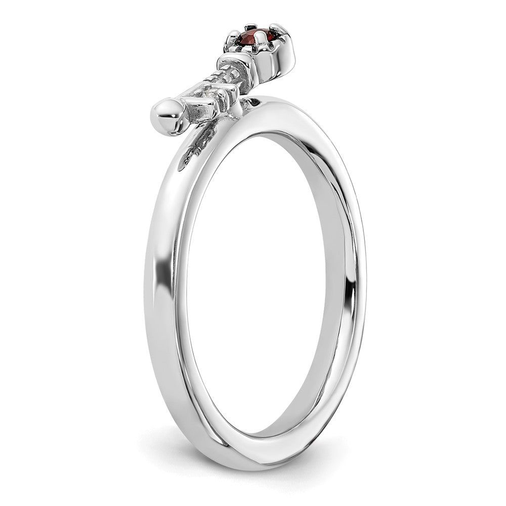 Buy Stylish Rhodium-Plated Sterling Silver Key Ring with Garnet & Topaz Accents