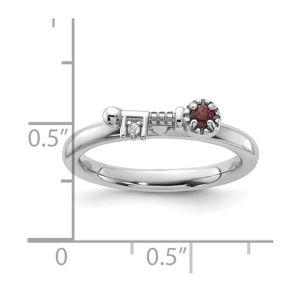High-Quality Rhodium-Plated Sterling Silver Key Ring with Garnet & Topaz | Stylish Value