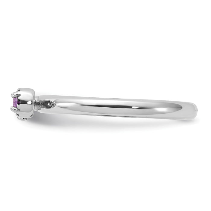 High-Quality Rhodium-Plated Sterling Silver Key Ring with Amethyst Accents-3