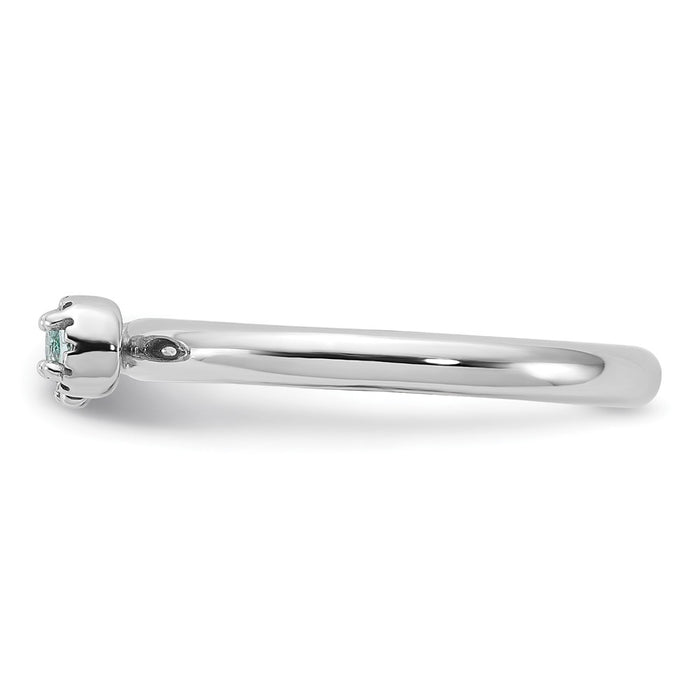 Exclusive Rhodium-Plated Sterling Silver Stackable Key Ring with Aquamarine & Topaz - Stylish Value!-3