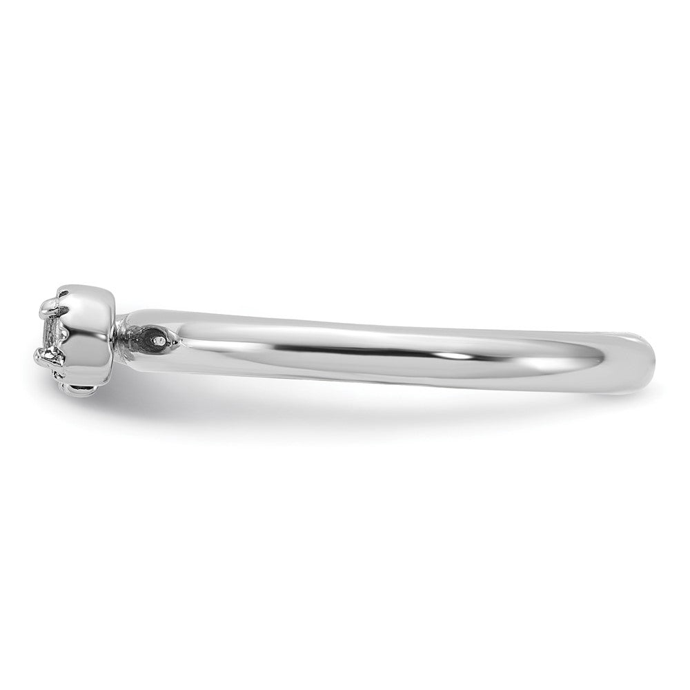Exclusive Rhodium-Plated Sterling Silver Stackable Key Ring with White Topaz - Stylish Value!