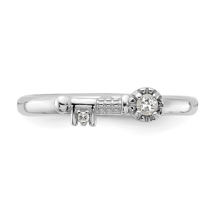 Exclusive Rhodium-Plated Sterling Silver Stackable Key Ring with White Topaz - Stylish Value!-4