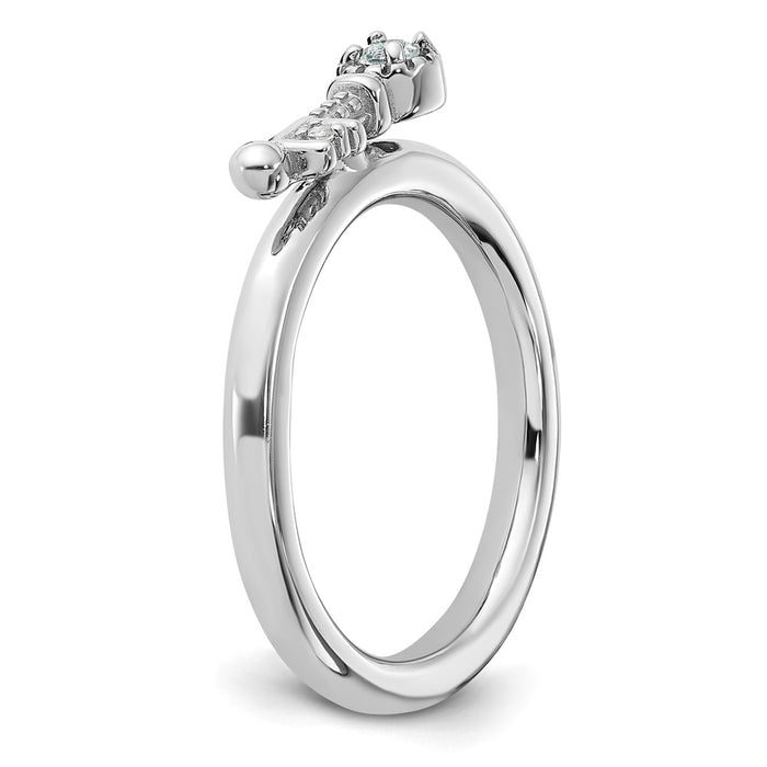 Exclusive Rhodium-Plated Sterling Silver Stackable Key Ring with White Topaz - Stylish Value!-5