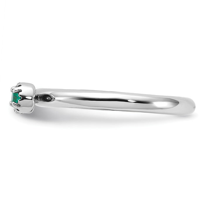Buy Stylish Rhodium-Plated Sterling Silver Key Ring with Created Emerald & Topaz-3