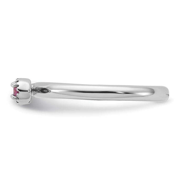 Exclusive Rhodium-Plated Sterling Silver Key Ring with Rhodolite Garnet & White Topaz - Stylish Stackable Design-3