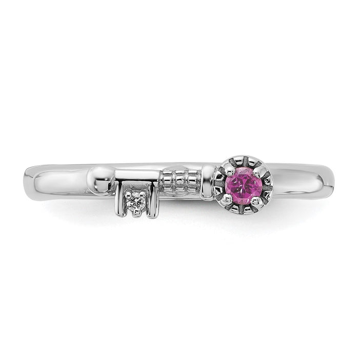 High-Quality Rhodium-Plated Sterling Silver Key Ring with Garnet & Topaz - Stylish!-4