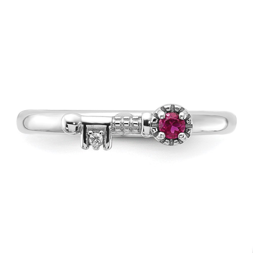 Shop Stylish Rhodium-Plated Sterling Silver Key Ring with Ruby & Topaz Accents