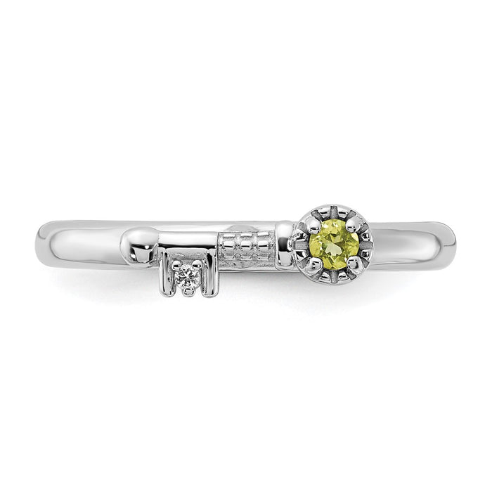 Buy Stylish Rhodium-Plated Sterling Silver Stackable Key Ring, Peridot & Topaz-4