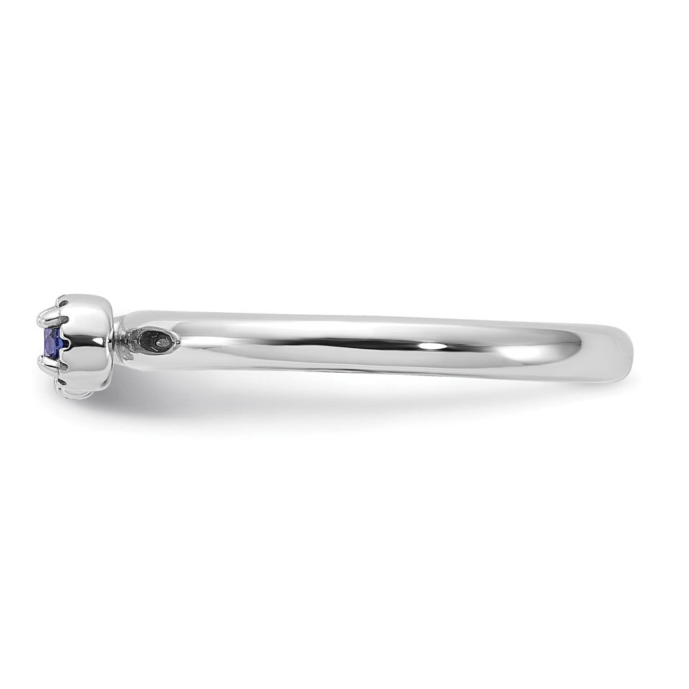 Exclusive Rhodium-Plated Sterling Silver Stackable Key Ring with Gem Accents