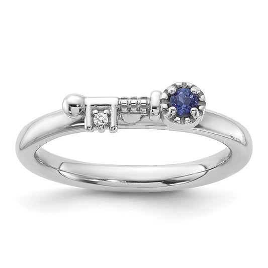 Exclusive Rhodium-Plated Sterling Silver Key Ring with Sapphire & Topaz Accents