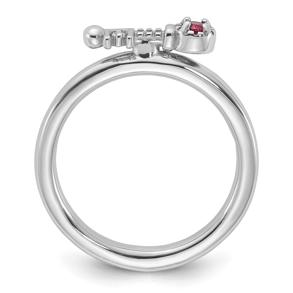 Exclusive Rhodium-Plated Sterling Silver Key Ring with Pink Tourmaline & Topaz