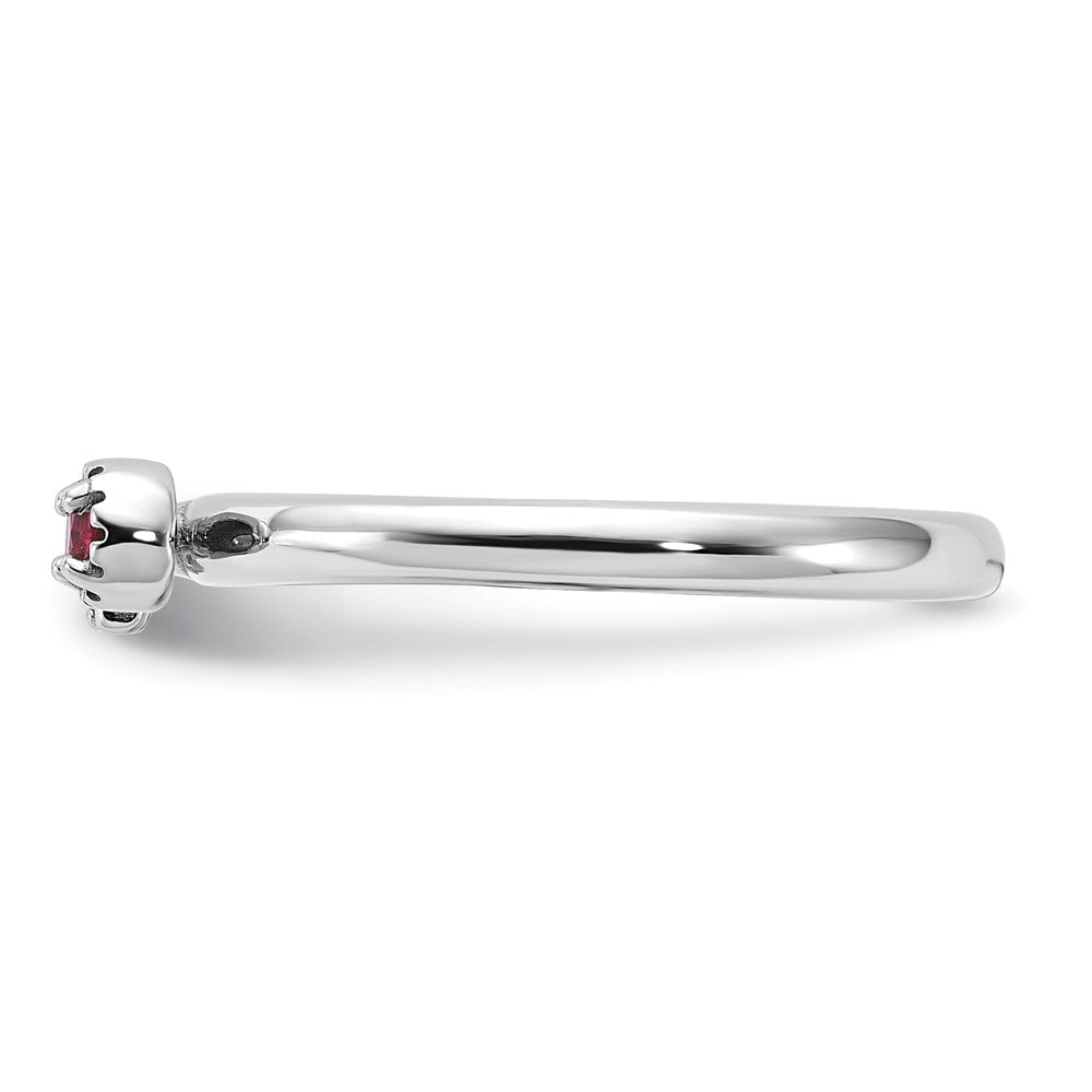 Buy Exclusive Rhodium-Plated Sterling Silver Stackable Key Ring - Stylish Pink Tourmaline & White Topaz