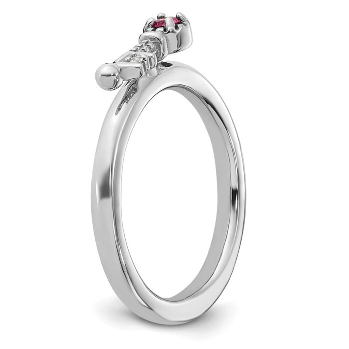 Exclusive Rhodium-Plated Sterling Silver Key Ring with Pink Tourmaline & Topaz-5