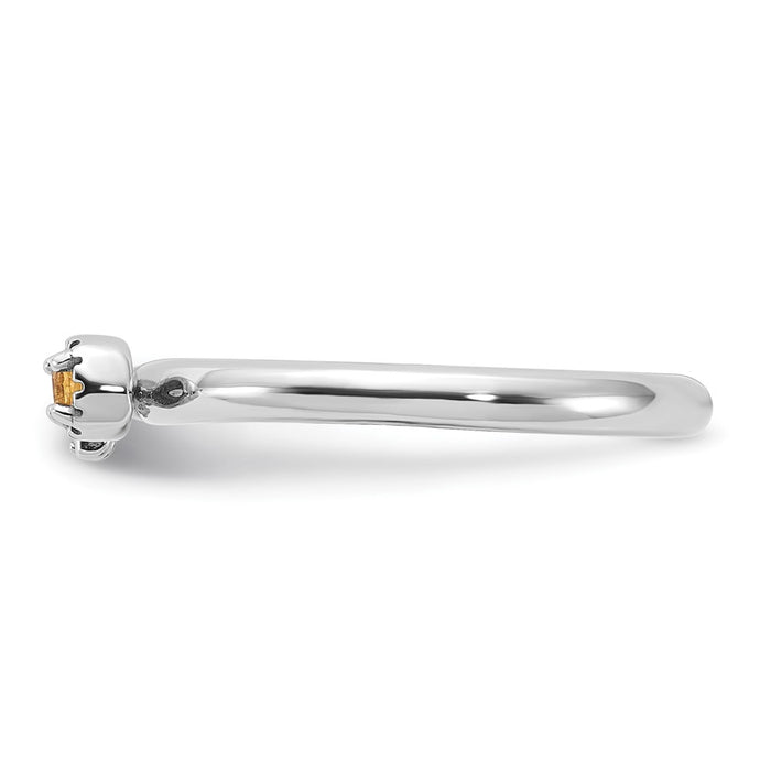 High-Quality Rhodium-Plated Sterling Silver Key Ring with Citrine Accents-3