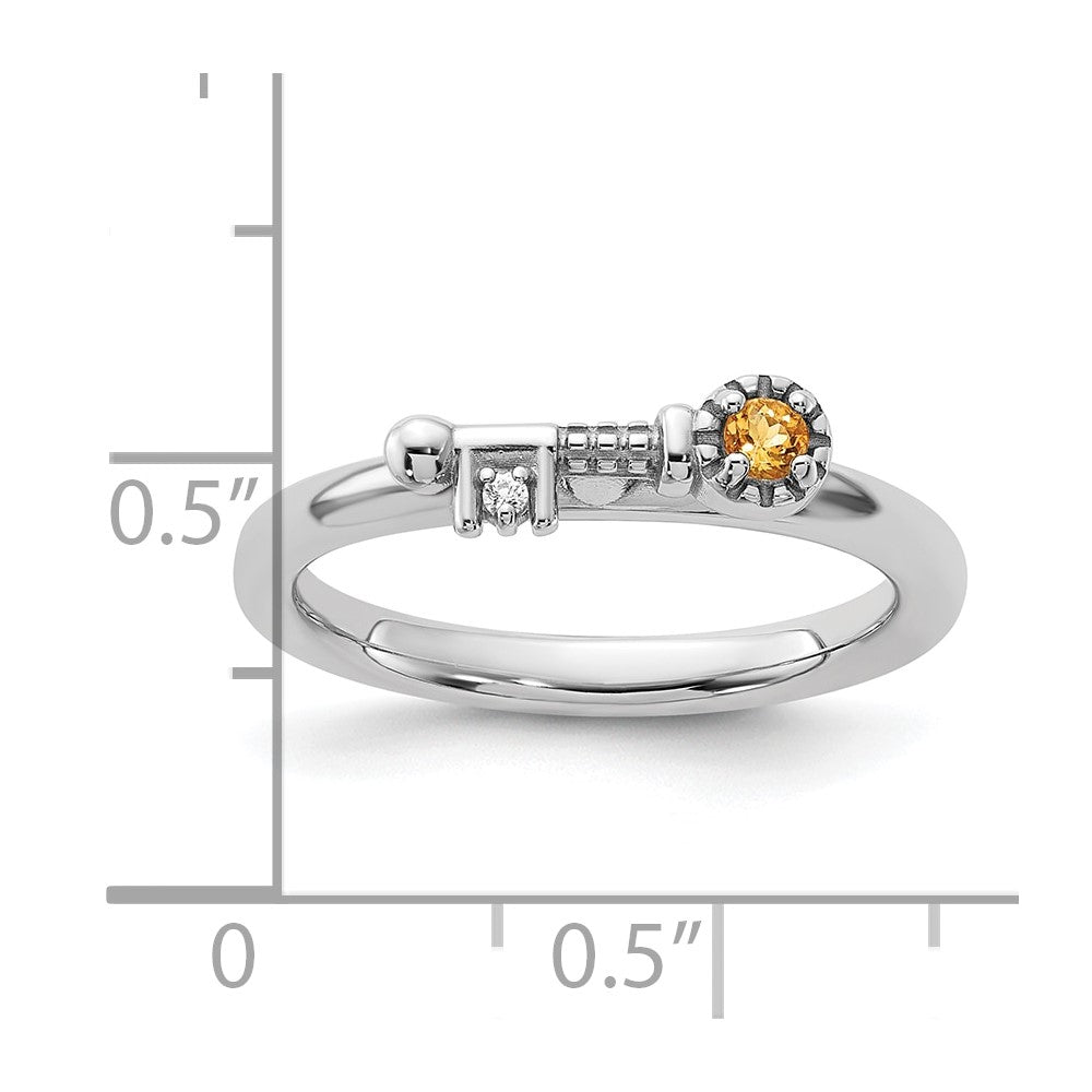 High-Quality Rhodium-Plated Sterling Silver Key Ring | Stylish Citrine & Topaz