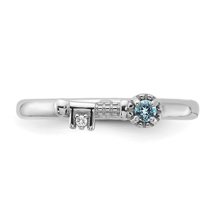 Shop Stylish Rhodium-Plated Sterling Silver Key Ring with Topaz Accents-4