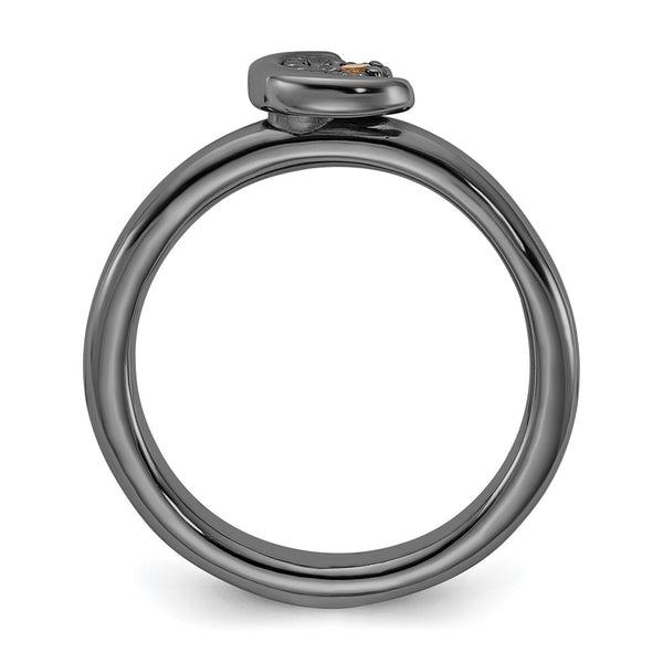 Sterling Silver Stackable Moon Ring, Citrine Accent