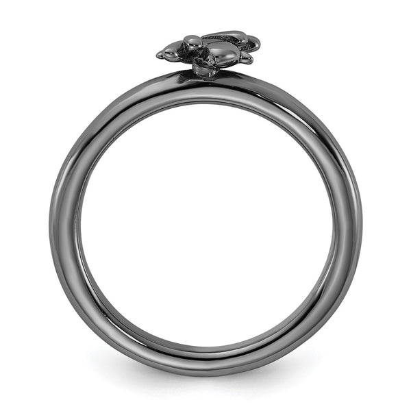 Sterling Silver Stackable Bee Ring - Black Rhodium, .85mm