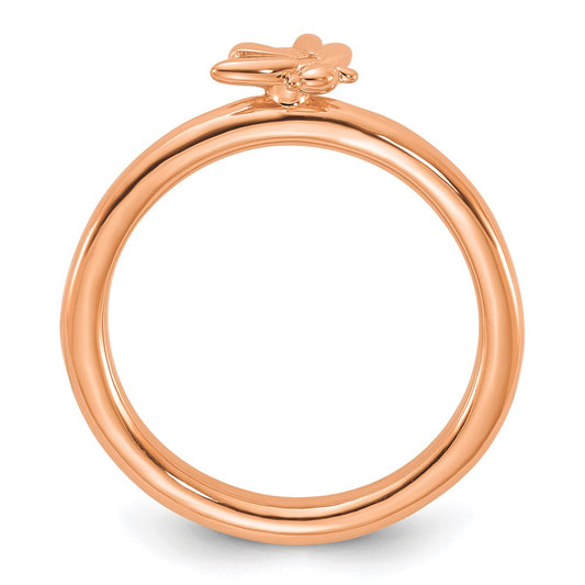 High-Quality Rose Gold-Plated Bee Ring in Sterling Silver - Stylish Stackable Design