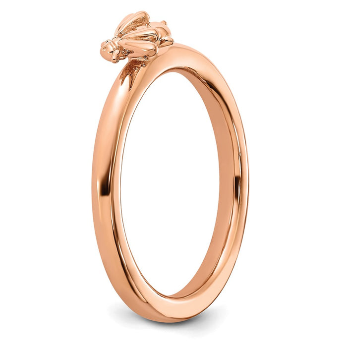 High-Quality Rose Gold-Plated Bee Ring in Sterling Silver - Stylish Stackable Design-5