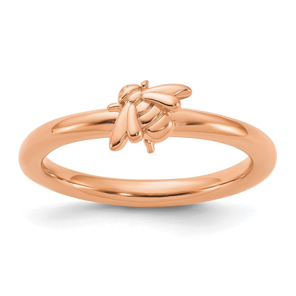 Rose Gold-Plated Bee Ring in Sterling Silver - Stackable Expressions