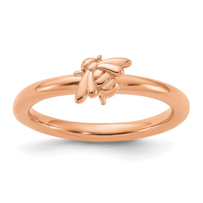High-Quality Rose Gold-Plated Bee Ring in Sterling Silver - Stylish Stackable Design-1